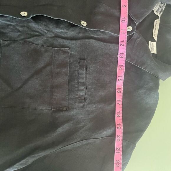 Women’s Blouse Top 100% linen 2X 3/4 sleeves Extra Large black button down - Picture 11 of 11